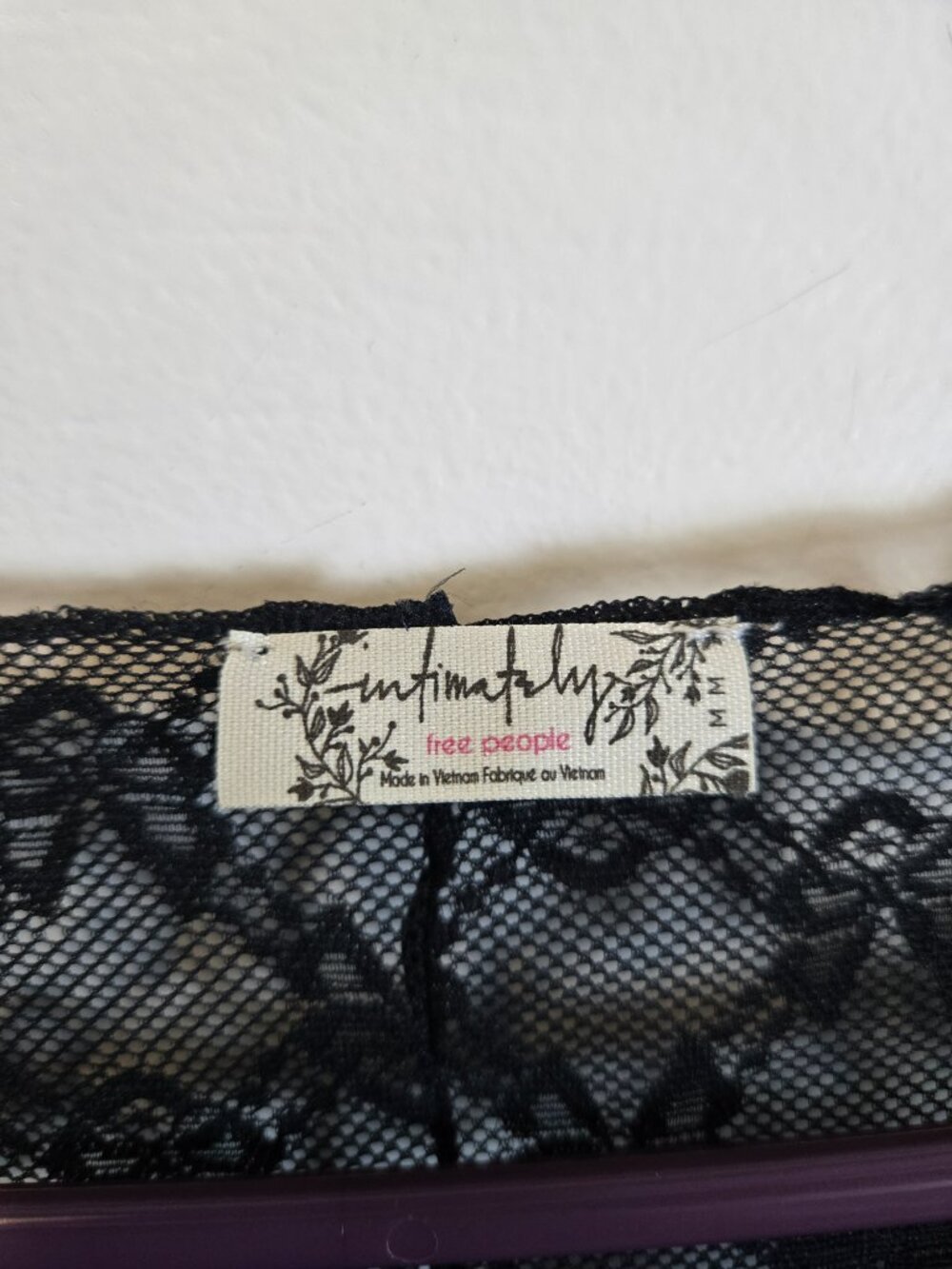 Free People Intimately Black Lace Sheer Long Sleeve Mesh Top M Boho Festival - Picture 2 of 9